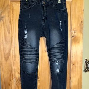 Black Skinny Jeans With Rips/Holes